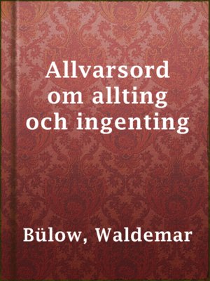 cover image of Allvarsord om allting och ingenting